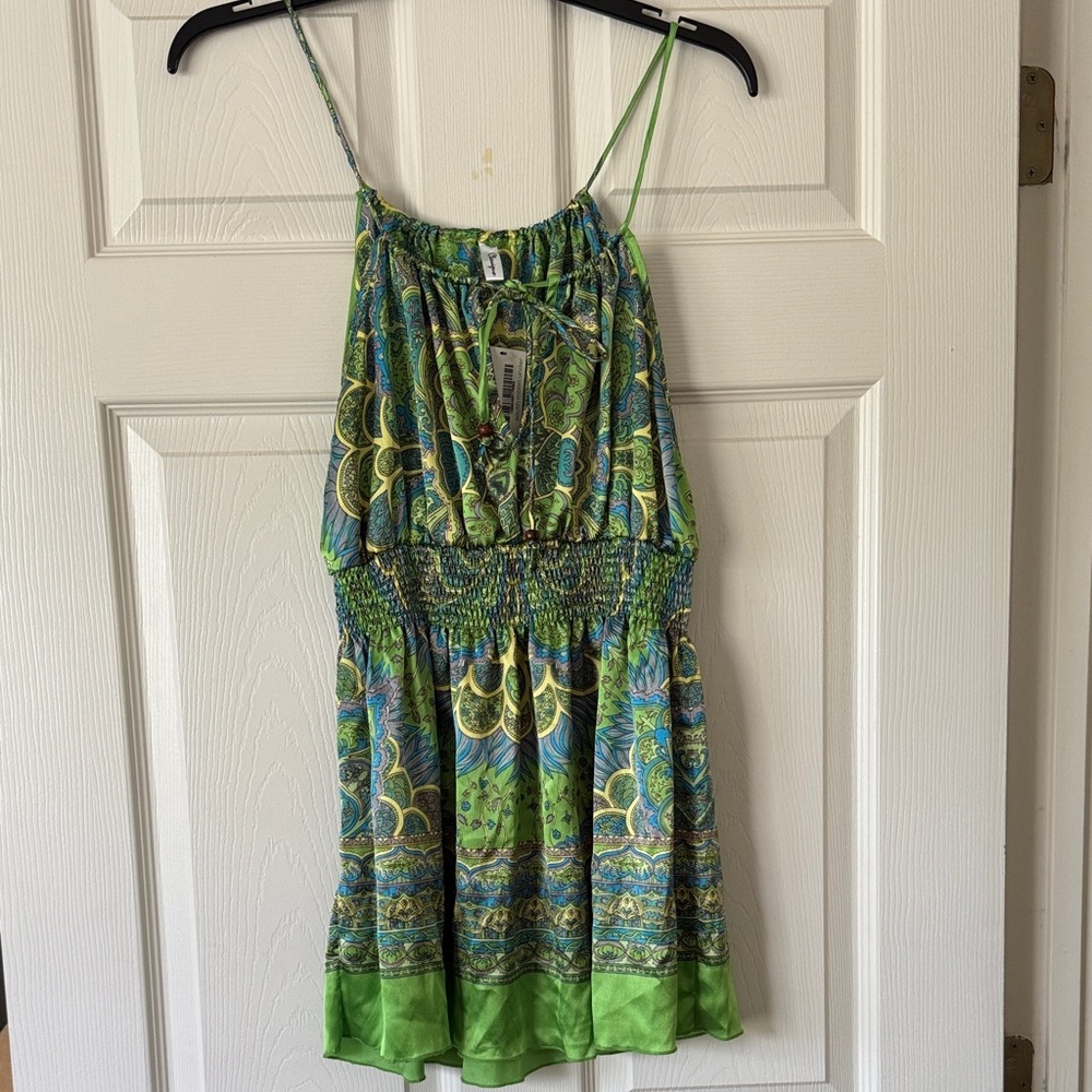 Vibrant Green and Blue Women's Tunic